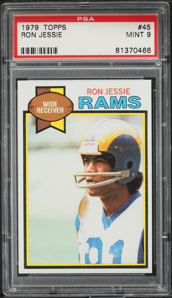 1979 Topps FB Card # 45 Ron Jessie Los Angeles Rams PSA 9 MINT (MGD2)