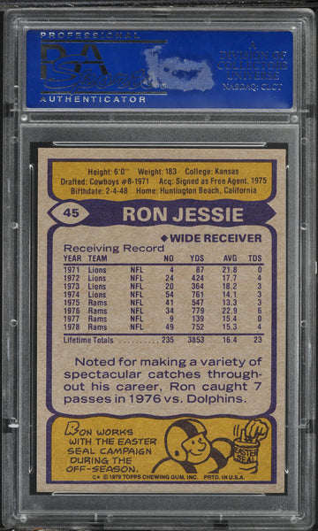 1979 Topps FB Card # 45 Ron Jessie Los Angeles Rams PSA 9 MINT (MGD2)