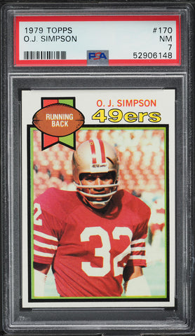 1979 Topps FB Card #170 O.J. Simpson San Francisco 49ers HOF PSA 7 NRMT (MGD2)