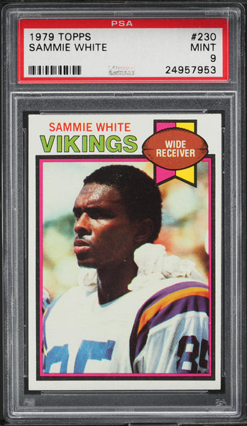 1979 Topps FB Card #230 Sammie White Minnesota Vikings PSA 9 MINT (MGD2)