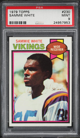 1979 Topps FB Card #230 Sammie White Minnesota Vikings PSA 9 MINT (MGD2)