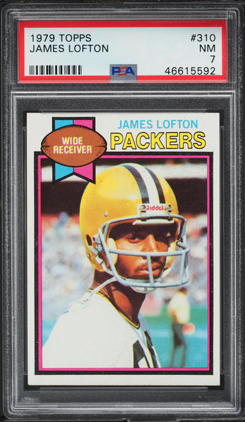 1979 Topps FB Card #310 James Lofton Green Bay Packers HOF ROOKIE RC PSA 7 NRMT (MGD2)