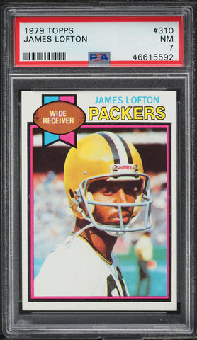 1979 Topps FB Card #310 James Lofton Green Bay Packers HOF ROOKIE RC PSA 7 NRMT (MGD2)