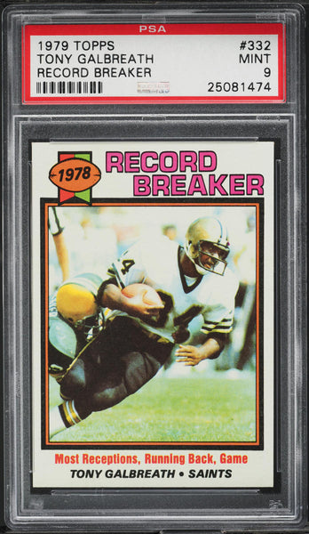 1979 Topps FB Card #332 Tony Galbreath Saints RECORD BREAKER PSA 9 MINT (MGD2)