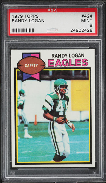 1979 Topps FB Card #424 Randy Logan Philadelphia Eagles PSA 9 MINT (MGD2)