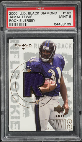 2000 Upper Deck Black Diamond FB Card #162 Jamal Lewis ROOKIE PATCH PSA 9 MINT (MGD2)
