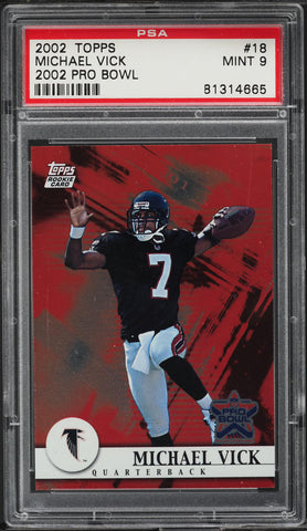 2002 Topps FB Card '02 Pro Bowl # 18 Michael Vick Falcons ROOKIE RC PSA 9 MINT (MGD2)