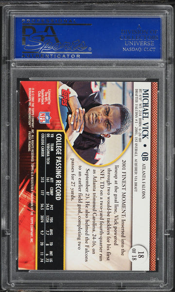 2002 Topps FB Card '02 Pro Bowl # 18 Michael Vick Falcons ROOKIE RC PSA 9 MINT (MGD2)