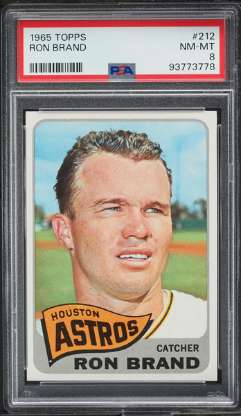 1965 Topps BB Card #212 Ron Brand Houston Astros PSA 8 NM-MT (MGD2)