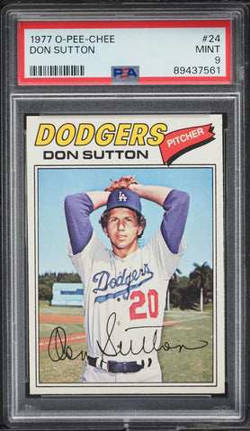 1977 O-Pee-Chee BB Card # 24 Don Sutton Los Angeles Dodgers HOF PSA 9 MINT (MGD2)