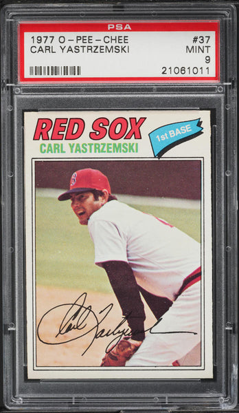 1977 O-Pee-Chee BB Card # 37 Carl Yastrzemski Boston Red Sox HOF PSA 9 MINT (MGD2)