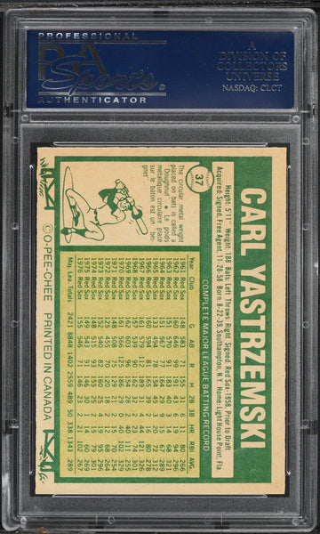 1977 O-Pee-Chee BB Card # 37 Carl Yastrzemski Boston Red Sox HOF PSA 9 MINT (MGD2)