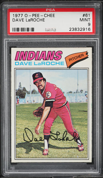 1977 O-Pee-Chee BB Card # 61 Dave LaRoche Cleveland Indians PSA 9 MINT (MGD2)