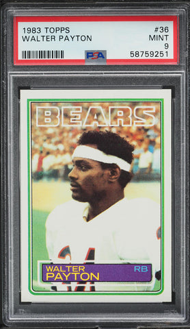 1983 Topps FB Card # 36 Walter Payton Chicago Bears HOF PSA 9 MINT (MGD2)