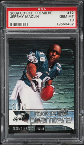 2009 Upper Deck Premiere FB Card # 12 Jeremy Maclin ROOKIE RC PSA 10 GEM MINT (MGD2)