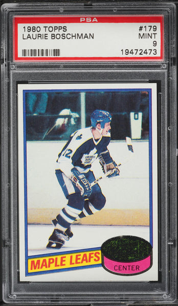 1980 Topps Hockey Card #179 Laurie Boschman Maple Leafs ROOKIE RC PSA 9 MINT (MGD2)
