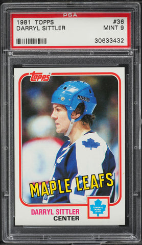 1981 Topps Hockey Card # 36 Darryl Sittler Toronto Maple Leafs PSA 9 MINT (MGD2)