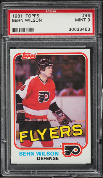 1981 Topps Hockey Card # 45 Behn Wilson Philadelphia Flyers PSA 9 MINT (MGD2)