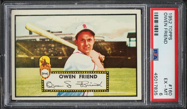1952 Topps BB Card #160 Owen Friend St. Louis Browns PSA 6 EXMT (MGD2)