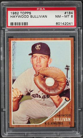 1962 Topps BB Card #184 Haywood Sullivan Boston Red Sox HOF PSA 8 NM-MT (MGD2)