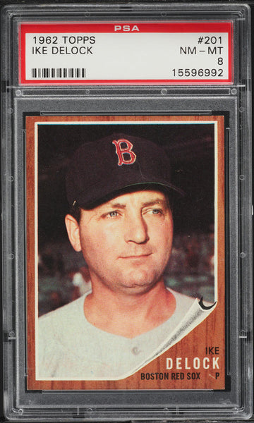 1962 Topps BB Card #201 Ike Delock Boston Red Sox PSA 8 NM-MT (MGD2)