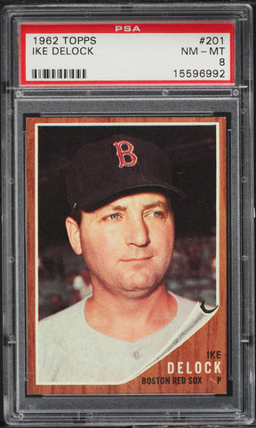 1962 Topps BB Card #201 Ike Delock Boston Red Sox PSA 8 NM-MT (MGD2)