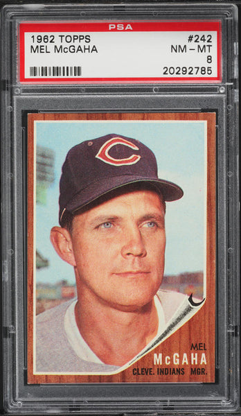 1962 Topps BB Card #242 Mel McGaha Cleveland Indians PSA 8 NM-MT (MGD2)