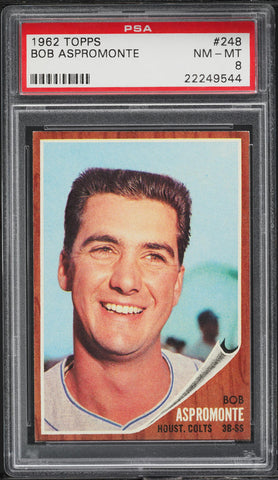 1962 Topps BB Card #248 Bob Aspromonte Houston Astros HOF PSA 8 NM-MT (MGD2)