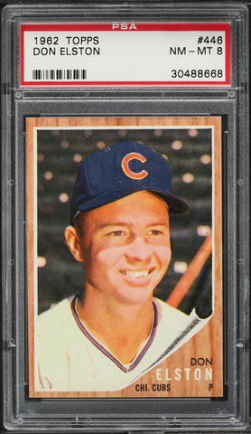 1962 Topps BB Card #446 Don Elston Chicago Cubs PSA 8 NM-MT (MGD2)