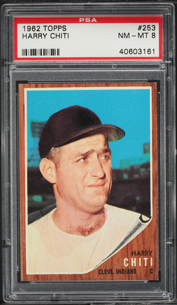 1962 Topps BB Card #253 Harry Chiti Cleveland Indians PSA 8 NM-MT (MGD2)