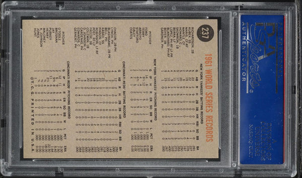 1962 Topps BB Card #237 World Series Yankees THE WINNERS CELEBRATE PSA 8 NM-MT (MGD2)