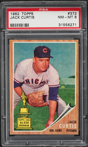 1962 Topps BB Card #372 Jack Curtis Chicago Cubs ROOKIE ALL-STAR PSA 8 NM-MT (MGD2)