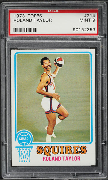 1973 Topps BkB Card #214 Roland Taylor Virginia Squires PSA 9 MINT (MGD2)