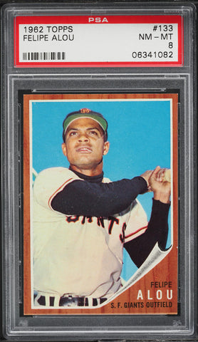 1962 Topps BB Card #133 Felipe Alou San Francisco Giants HOF PSA 8 NM-MT (MGD2)