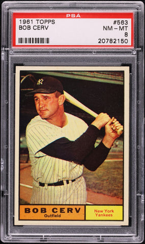 1961 Topps BB Card #563 Bob Cerv New York Yankees PSA 8 NM-MT (PWCC-A) (MGD2)