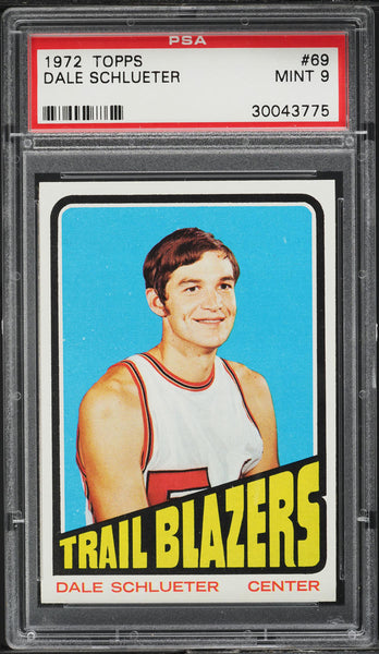 1972 Topps BkB Card # 69 Dale Schlueter Portland Trail Blazers PSA 9 MINT (MGD2)