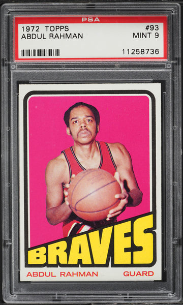 1972 Topps BkB Card # 93 Abdul Rahman Buffalo Braves PSA 9 MINT (MGD2)
