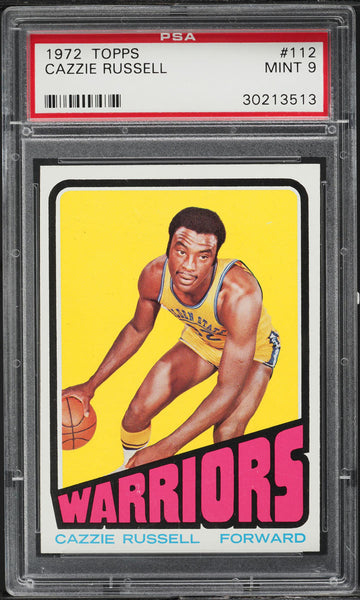 1972 Topps BkB Card #112 Cazzie Russell Golden State Warriors HOF PSA 9 MINT (MGD2)