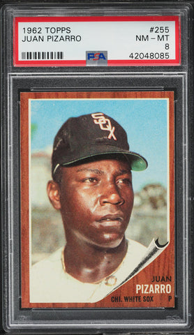 1962 Topps BB Card #255 Juan Pizarro Chicago White Sox PSA 8 NM-MT (MGD2)