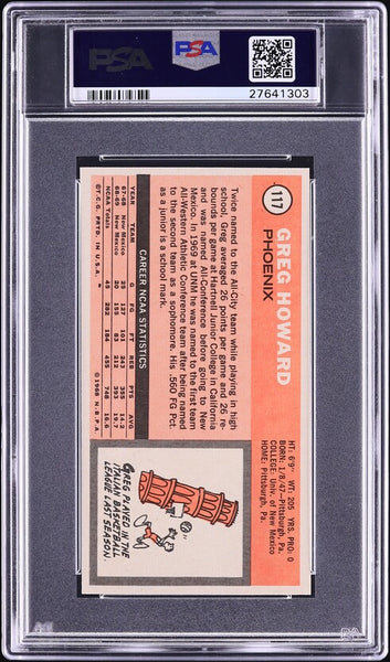 1970 Topps BkB Card #117 Greg Howard Phoenix Suns PSA 8 NM-MT (MGD2)