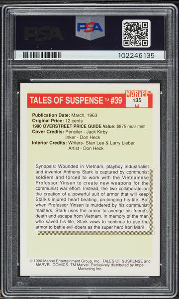 1990 Impel Marvel Universe Card #135 Tales Of Suspense #39 IRON MAN PSA 10 (MGD2)