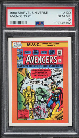 1990 Impel Marvel Universe Card #130 Avengers #1 PSA 10 GEM MINT (MGD2)