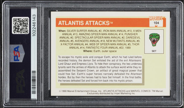 1990 Impel Marvel Universe Card #104 Atlantis Attacks PSA 10 GEM MINT (MGD2)