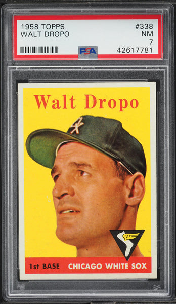1958 Topps BB Card #338 Walt Dropo Chicago White Sox PSA 7 NRMT (MGD2)