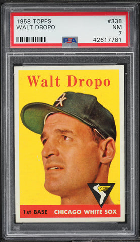 1958 Topps BB Card #338 Walt Dropo Chicago White Sox PSA 7 NRMT (MGD2)
