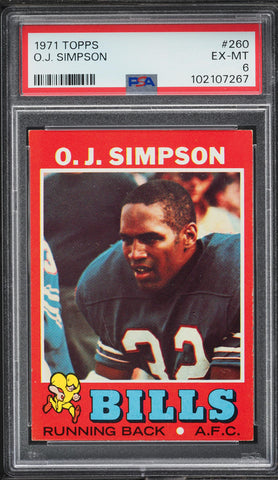 1971 Topps FB Card #260 O.J. Simpson Buffalo Bills HOF PSA 6 EXMT (MGD2)