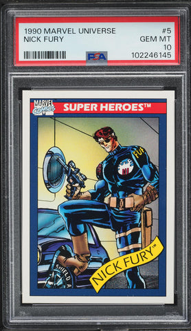 1990 Impel Marvel Universe Card # 5 Nick Fury PSA 10 GEM MINT (MGD2)
