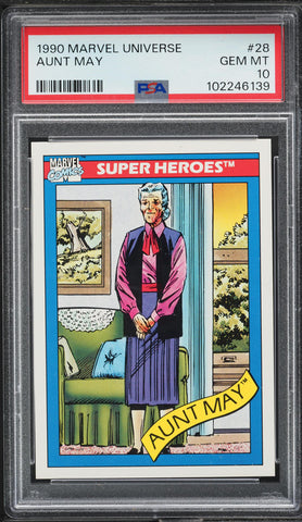 1990 Impel Marvel Universe Card # 28 Aunt May PSA 10 GEM MINT (MGD2)