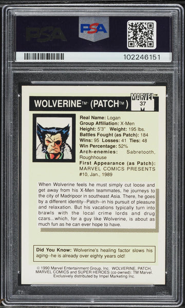 1990 Impel Marvel Universe Card # 37 Wolverine PSA 10 GEM MINT (MGD2)