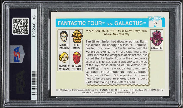 1990 Impel Marvel Universe Card # 89 Fantastic Four Vs. Galactus PSA 10 GEM MINT (MGD2)